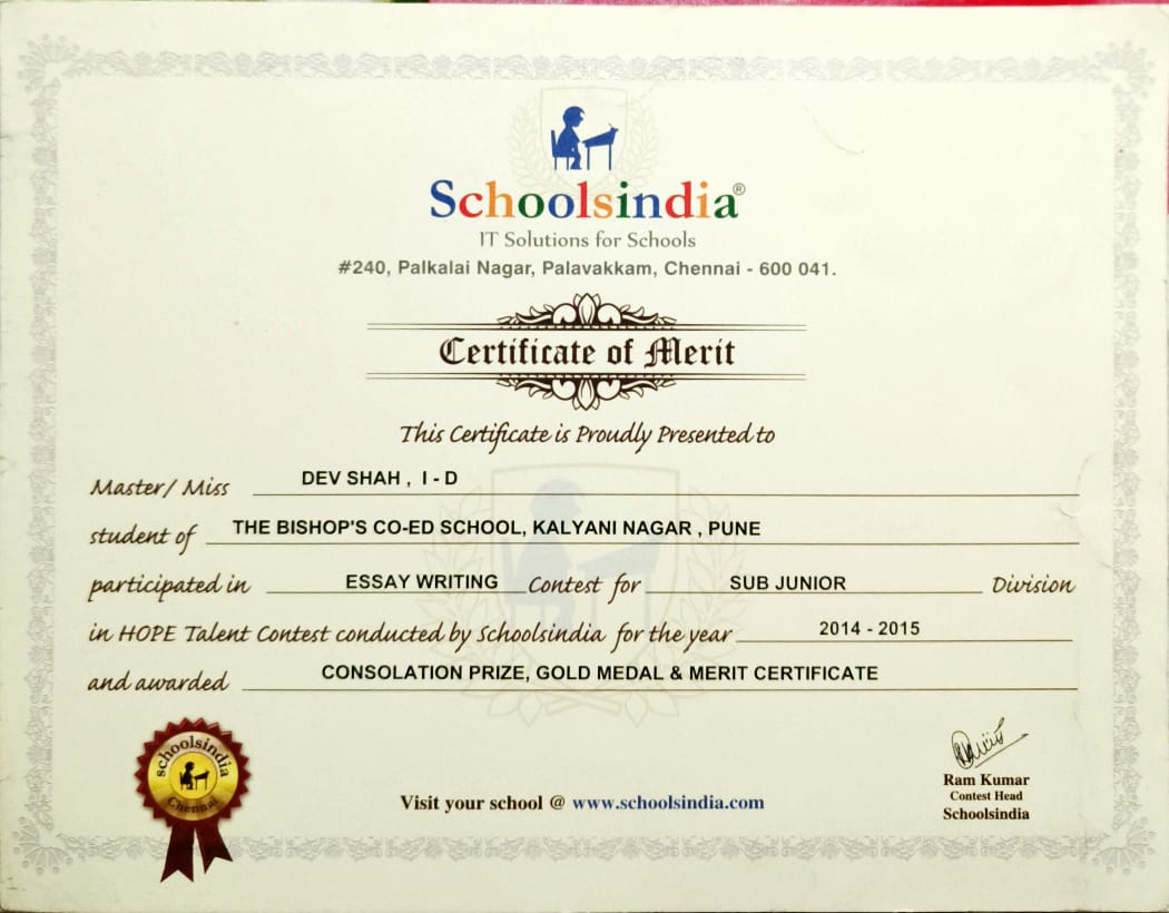 Essay Writing ยท Gold Medal ยท 2014-15